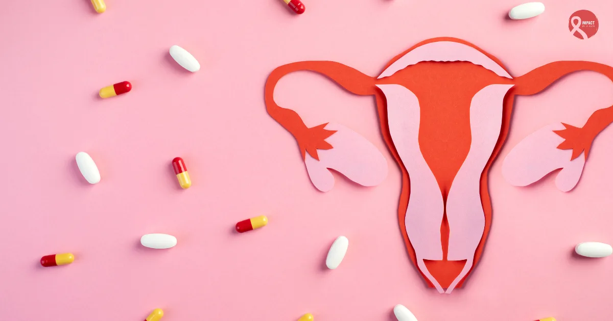 Cervical cancer illustration with medication.
